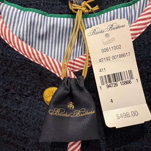 💙🩷BROOKS BROTHERS WOVEN COTTON TWEED BOUCLE SHEATH DRESS & JACKET IN NAVY BLUE! - Picture 6 of 11